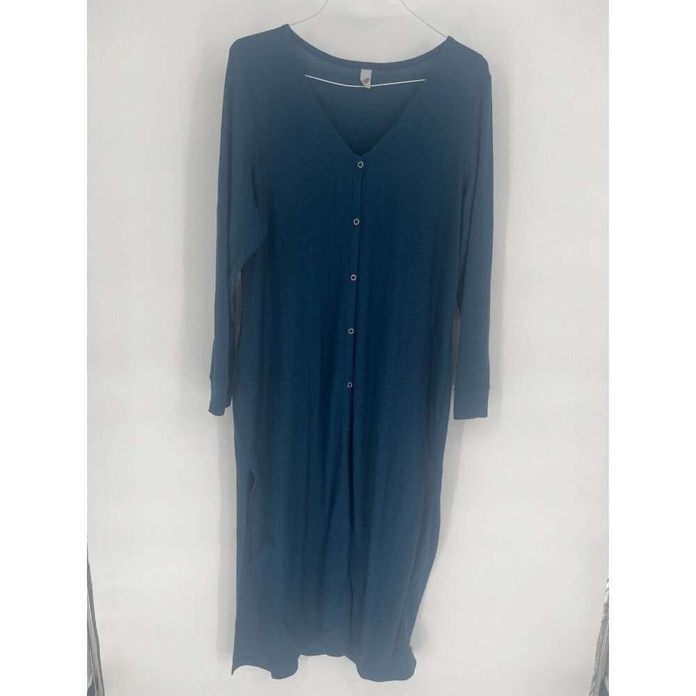 Parade Cozy Cardi Dress Midi‎ Snap Front Turquoise Waffle 3X Bottom snap Broken